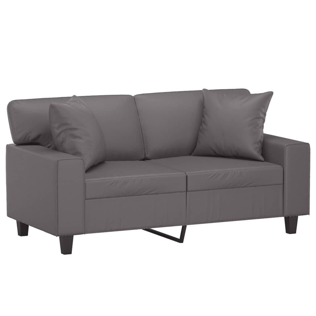 Vidaxl 2-Seater Sofa With Cushions, Gray, 120 Cm, Faux Leather