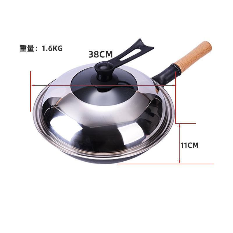 Household old-fashioned iron pan, black steel wok, single-handled non-stick pan, chef's stir-fry pan with round bottom.