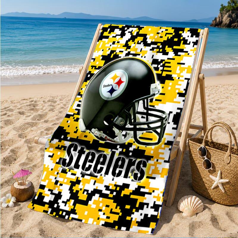 Telo Mare con Logo Pittsburgh Steelers, Asciugatura Rapida, Facile da Curare, Adatto sia per il Fitness che per le Vacanze al Mare, Essenziale Sportivo
