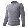 Men's Solid-color Casual Long-sleeved Semi-high-neck Knitted Sweater, Men's Loose Texture Printed Thickened Warm Pullover Sweater