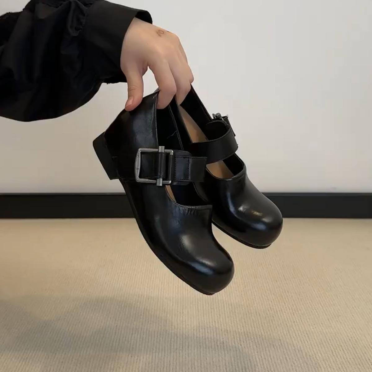 

Lan Cabinet Edition~ Niche inner height increase mango head with Mary Jane shoes women s retro soft leather with skirt single shoes 40 чорний