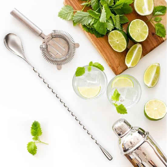 2Pcs Cocktail Spoon Long Handle Bar Spoon - 12" Metal Spoons Drink Mixers for Cocktails Stainless Steel Spoons Stirring Spoons for Coffee Bar