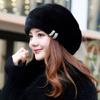 Mink Hat Women's Winter Warm Ear Protection Bag Head Middle-aged and Elderly Mother Model Beret Octagonal Snow Hat Imitation Fur