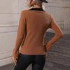 Women's Fashion Pullover Knit Flared Sleeve Lapel Sweater