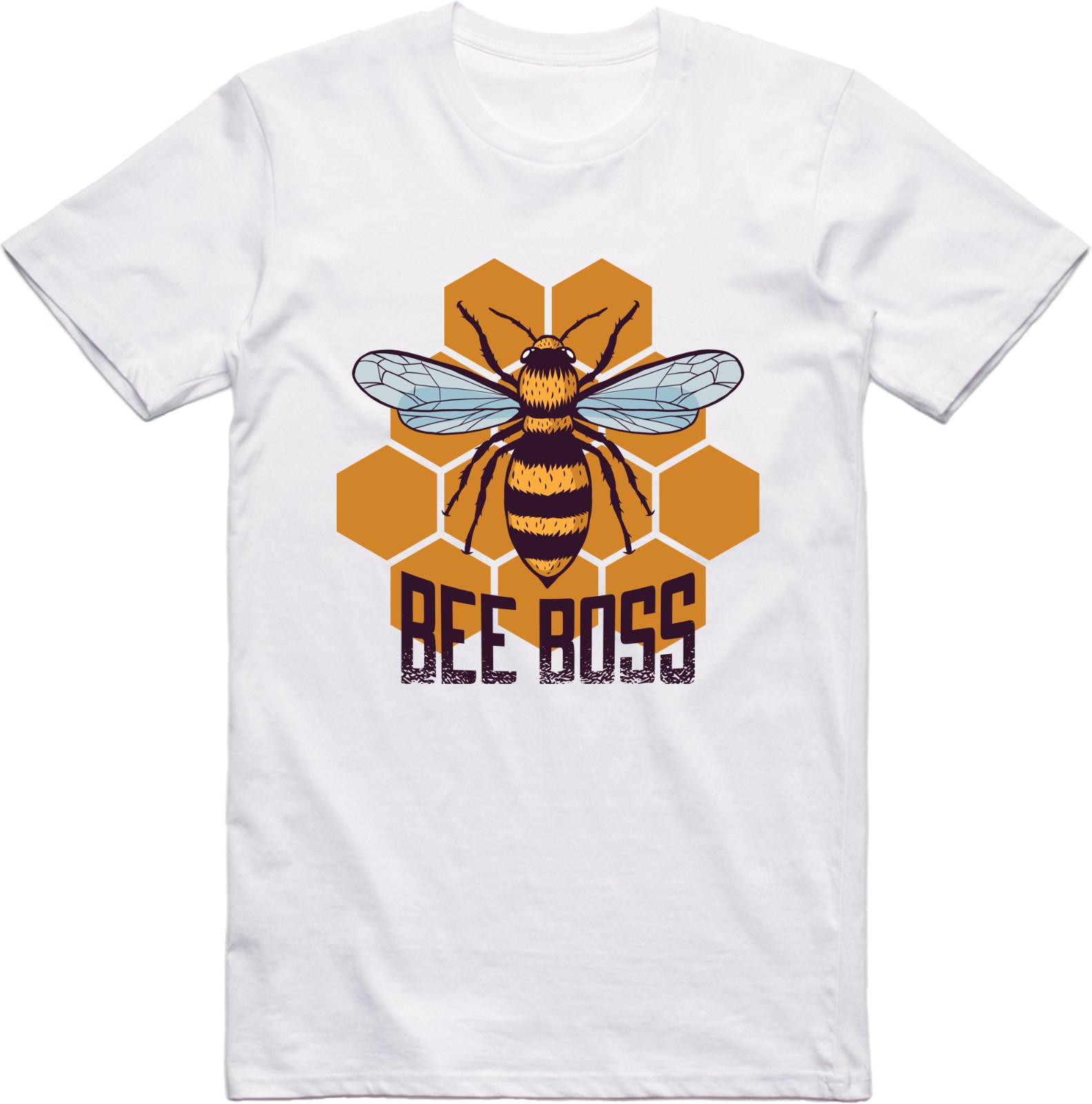Mens T-Shirt Funny Bee Boss Design Regular Fit 100% Cotton Tee S