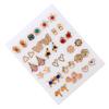 18Pairs Set Gold Silver Studs Earrings Elegant Mixed Style Heart and Flower Earrings Accessory for Fashion Lovers