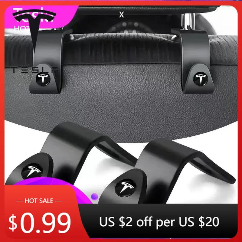 Car Sticker 2025 New Tesla 2Pcs Portable Car Seat Back Hooks Storage Tools Accessories For Tesla Model 3 S X  Y Cybertruck Roads