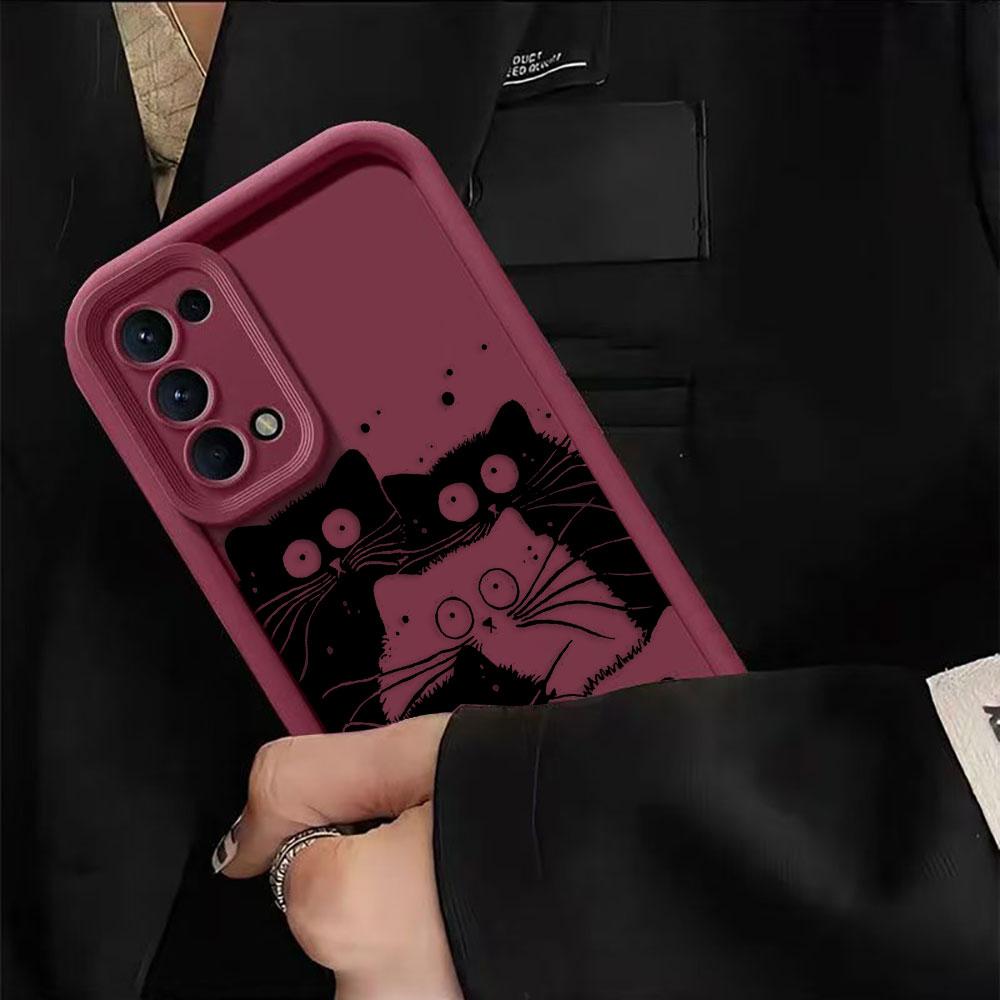 Funny Black Cartoon Cat Phone Case For Infinix SMART SPARK 9 10 20C 30C 40C CAMON 20 30 40 POP 8 POVA 6 7 ITEL A70 A80 A90 Cover