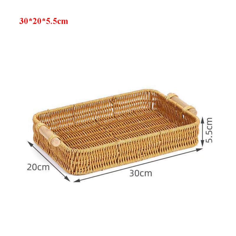 Hardness Rattan Wicker Woven Serving Baskets Household Handwoven Dried Fruit Dim Sum Snack Plate 4 Styles