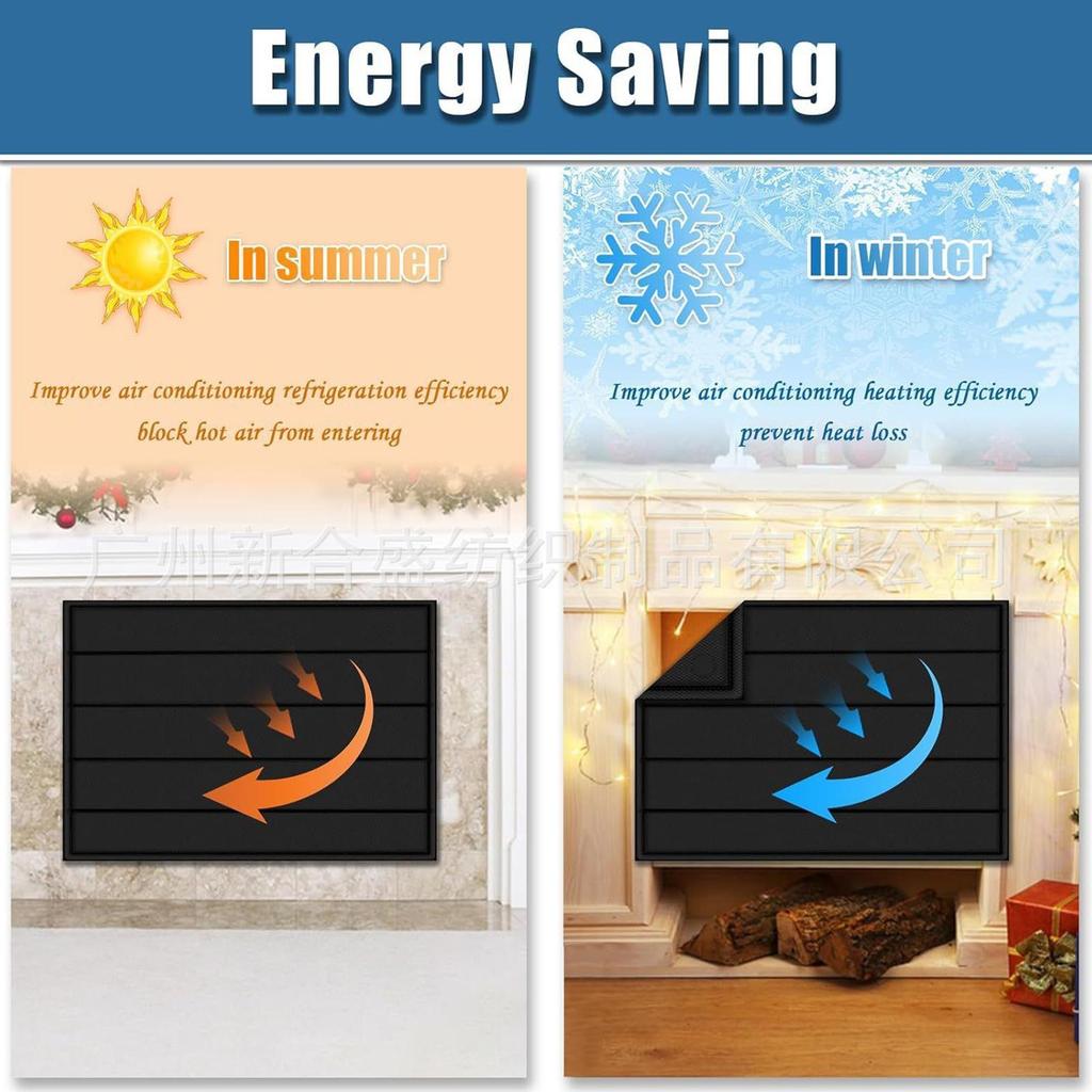 Fireplace Blocker Blanket Fireplace Draft Stopper With Built-in 12 Strong Magnet Stops Heat Loss Flame-Retardant Fire Place