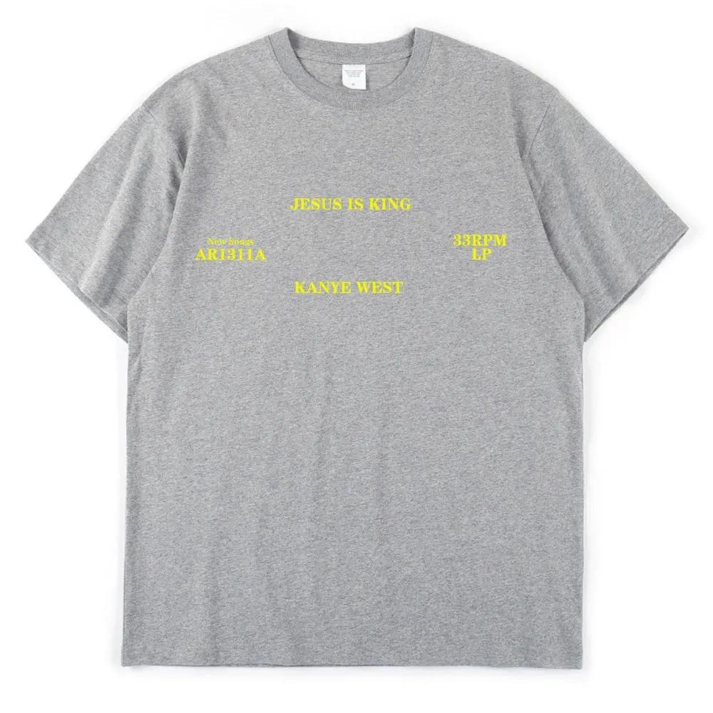 Kanye West Stejný styl Jesus Is King Grafický potisk Tričko Unisex Unisex Harajuku Móda Kulatý výstřih Bavlna Krátký rukáv Letní Nové Tričko