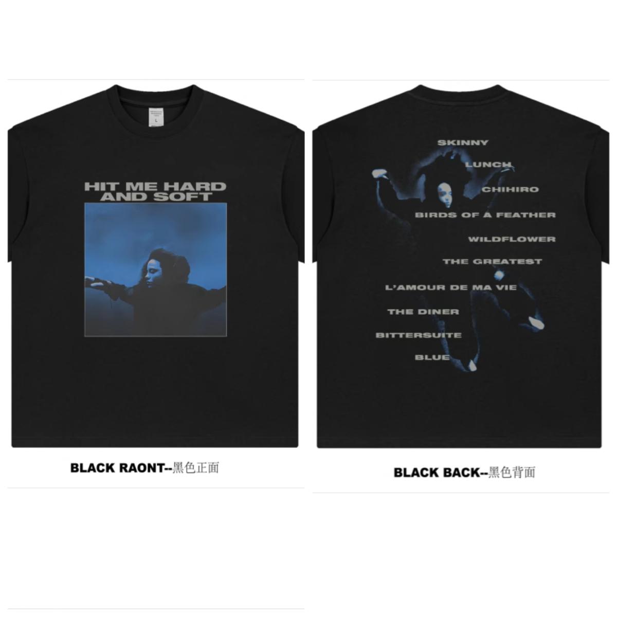 The Same Style As BILLIEs HIT ME HARD AND SOFT Album Print Unisexs and Womens American Pure Cotton Shortsleeved Shirt M