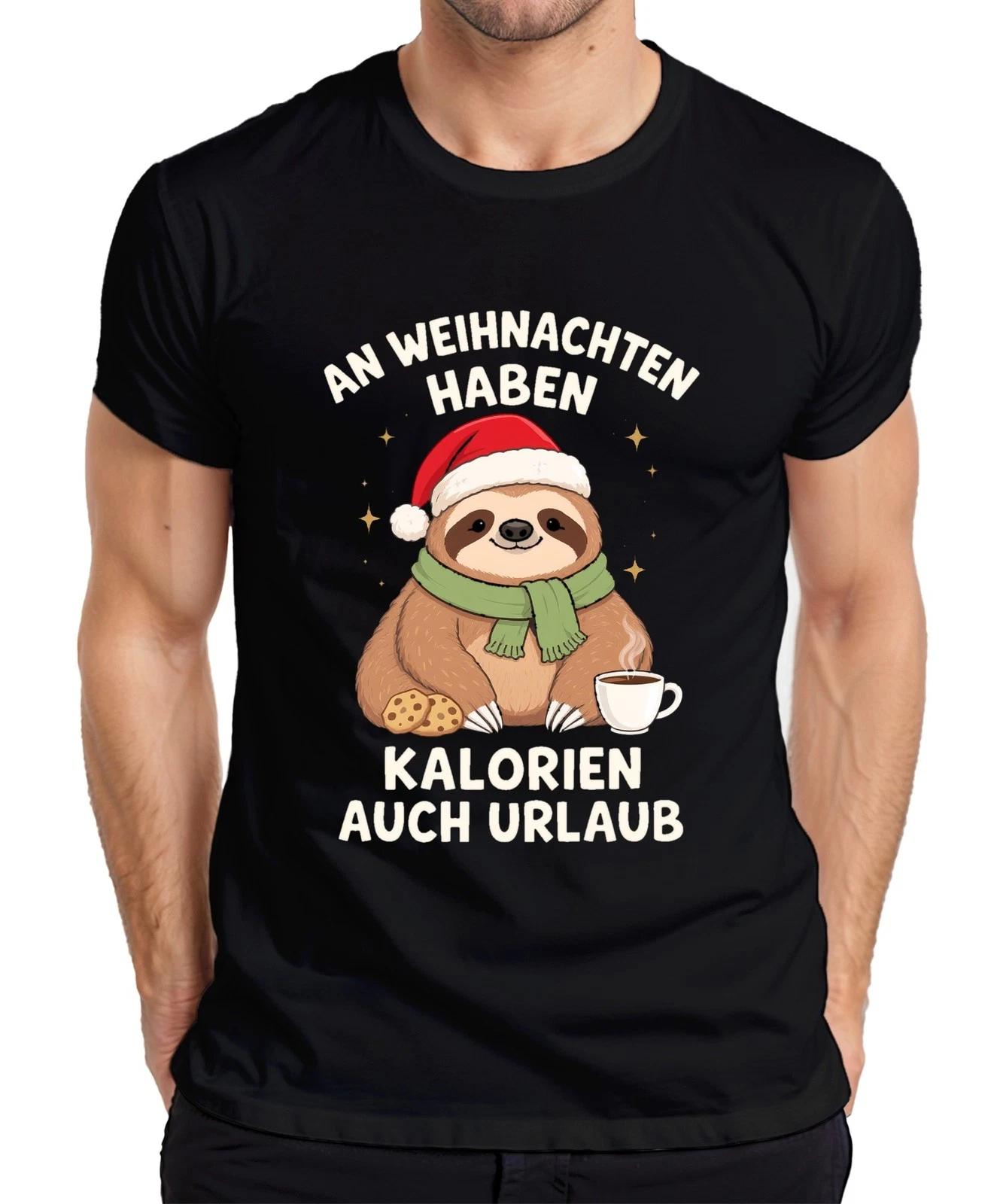 

At Christmas Calories Have Too Holiday Sloth Funny Cookie Mens T-Shirt- S