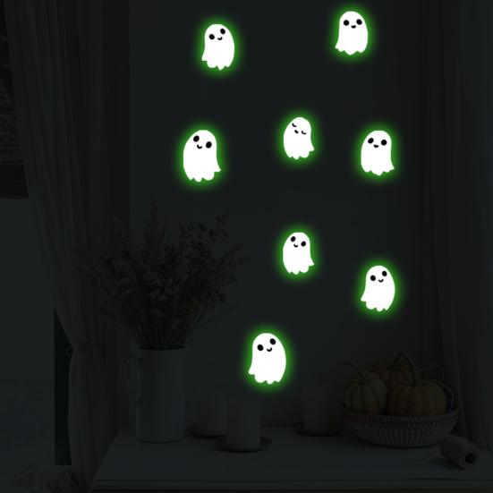 Cartoon Ghost Party Decorations Halloween Glow-in-the-Dark Wall Stickers, Cute Pumpkin Decals, Waterproof PVC Window Clings Removable Art
