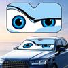 Funny Cartoon Eyes Sun Visor Aluminum Foil Windshield Sunshade with Reflective UV Block Heat Insulation, Foldable Universal Fit
