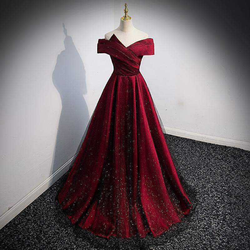 Chorus Costume Competition Dress Women's Blue Shoulder 1011 Fashion Temperament Elegant Evening Dress Summer