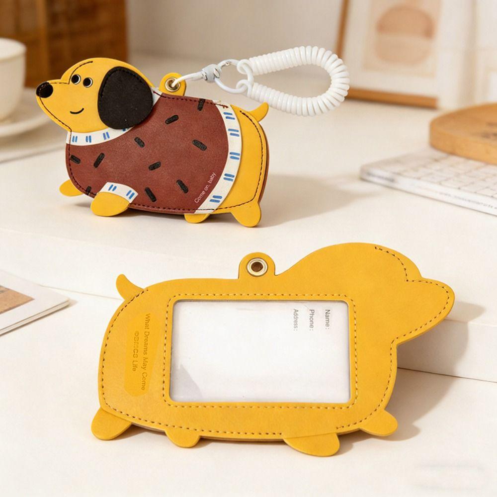 PU Leather Leather Dog Pendant Multifunction Cartoon Keychain Fashion Card Case  Male/Famale