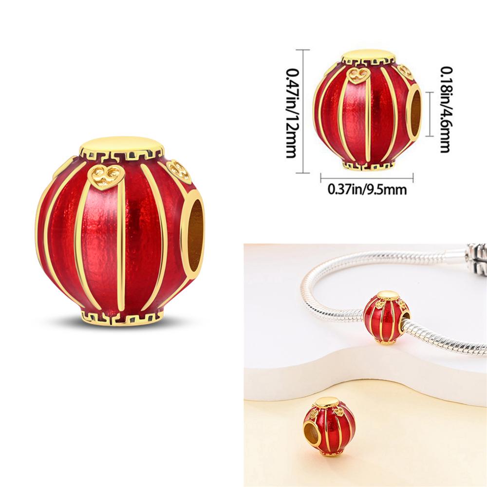 

Brand New Chinese Style Series Copper Metal Red Lantern Lucky Cat Charm Bead Components Compatible With Authentic Original Bangle Charm Bead