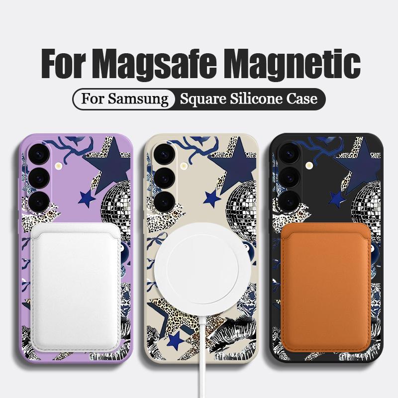 S26 Ultra Hülle Leopard Stern Discokugel Muster Magnetisch Für Magsafe Weiche Silikonhülle Für Samsung Galaxy S25 FE S24 Ultra S23 S22 Plus S21