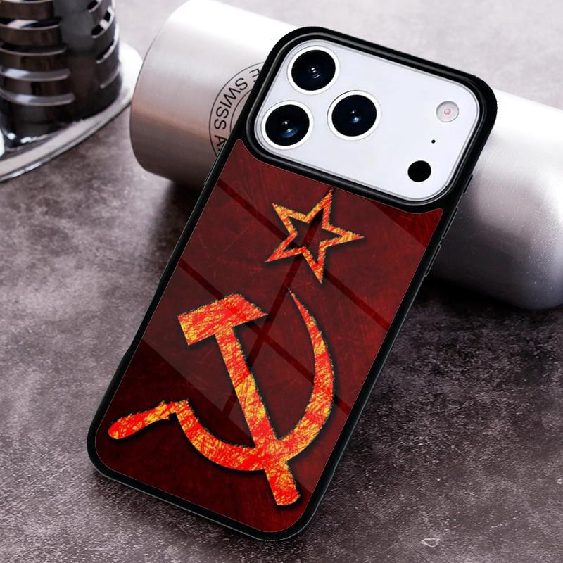 lenin Soviet Union flag Bling Cute Phone Case for iPhone 17 16 15 Pro Max Air 14 13 12 11 Plus Shockproof Capa Cover