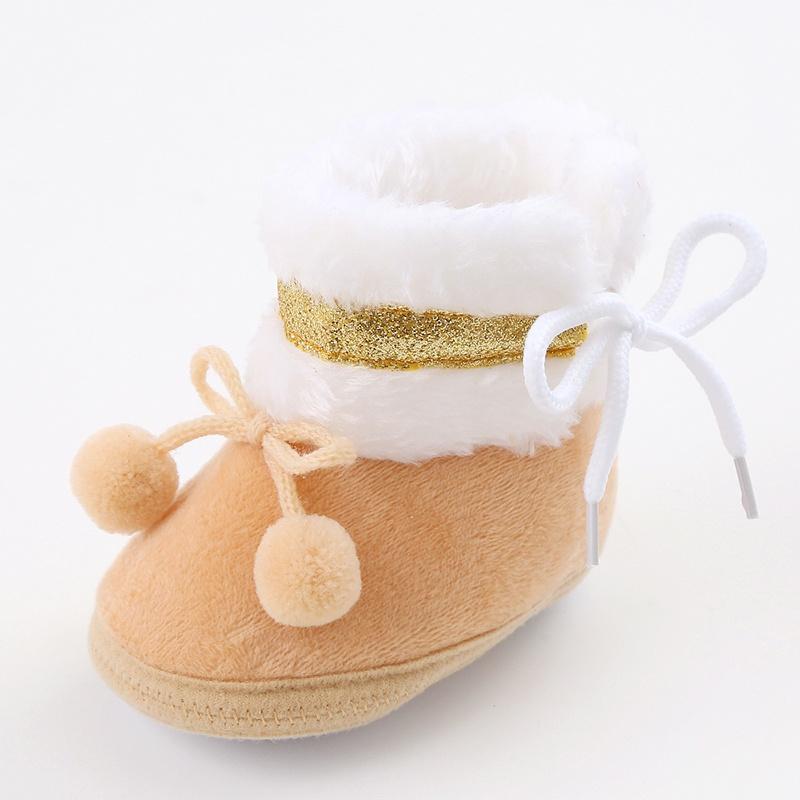 

Детские плюшевые туфли Мягкие и удобные ботинки Украшение бантиком и помпоном Хлопковая обувь для малышей на мягкой подошве для мальчиков и девочек 12