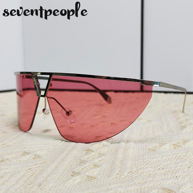 Sports Steampunk Shield Sunglasses Women Men Luxury Brand Design Y2K Punk Goggle Sun Glasses For Male Semi-Rimless Eyewear