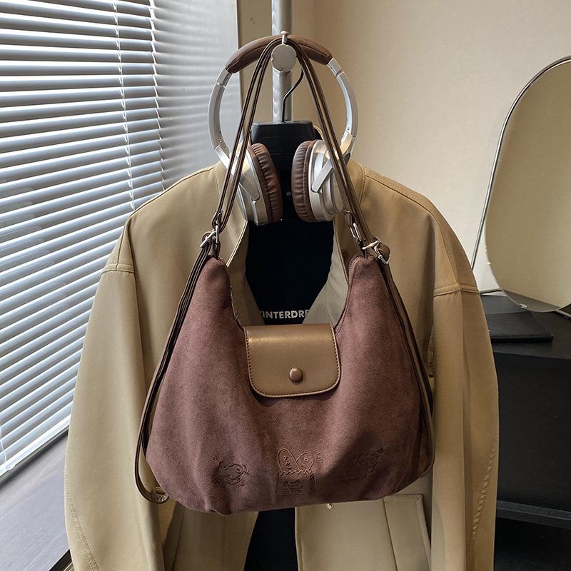 Casual retro suede women's backpack 2025 new commuter versatile back bag multi-purpose shoulder tote bag