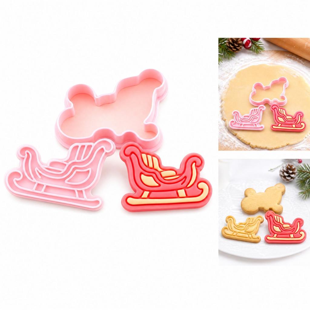 Christmas Molds Set with 3D Snowflake, Key and Sleigh Designs, Embossed Holiday Baking Molds