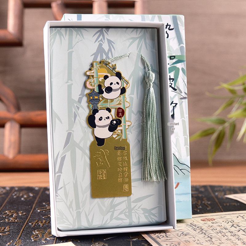 Panda Kultur & Kreativ Lesezeichen Geschenkbox: Exquisite Lesezeichen mit Metallquasten im antiken Stil für Studenten - Chinesisch inspirierte kleine Geschenke