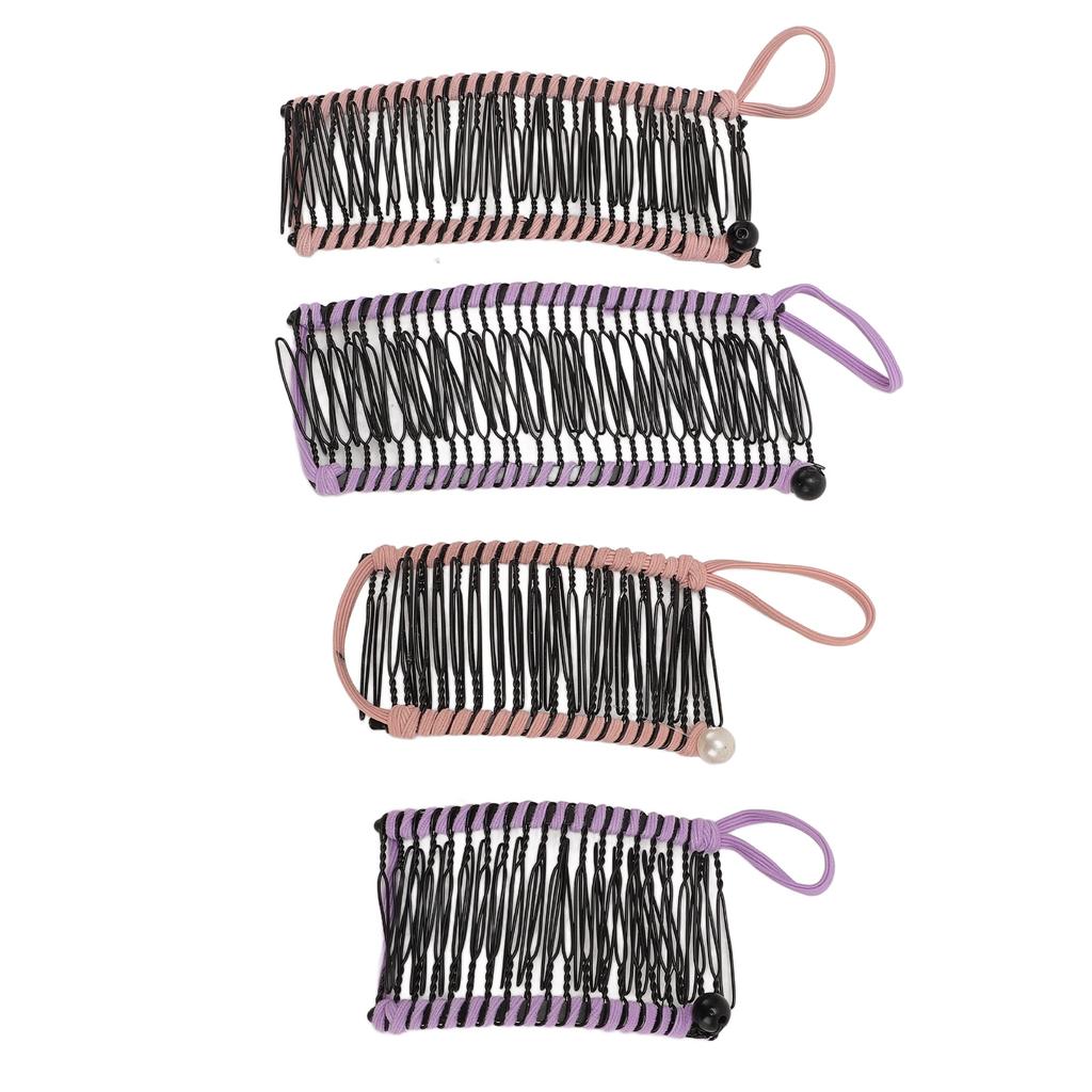 4pcs Stretchy Banana Hair Clip Vintage Decorative No Pressure Non Crease Clincher Comb Tool for