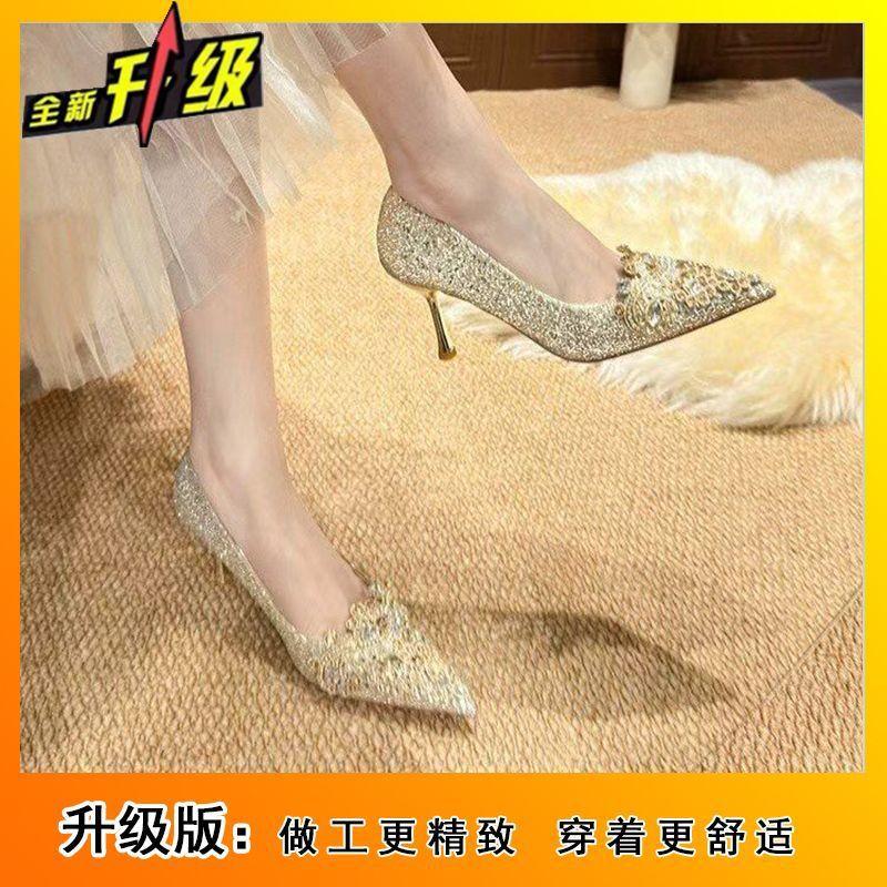 French Versatile and Comfortable Single Shoes Women's 2025 Spring and Summer New High-end Pointed Thin Heels Shallow Women's High Heels