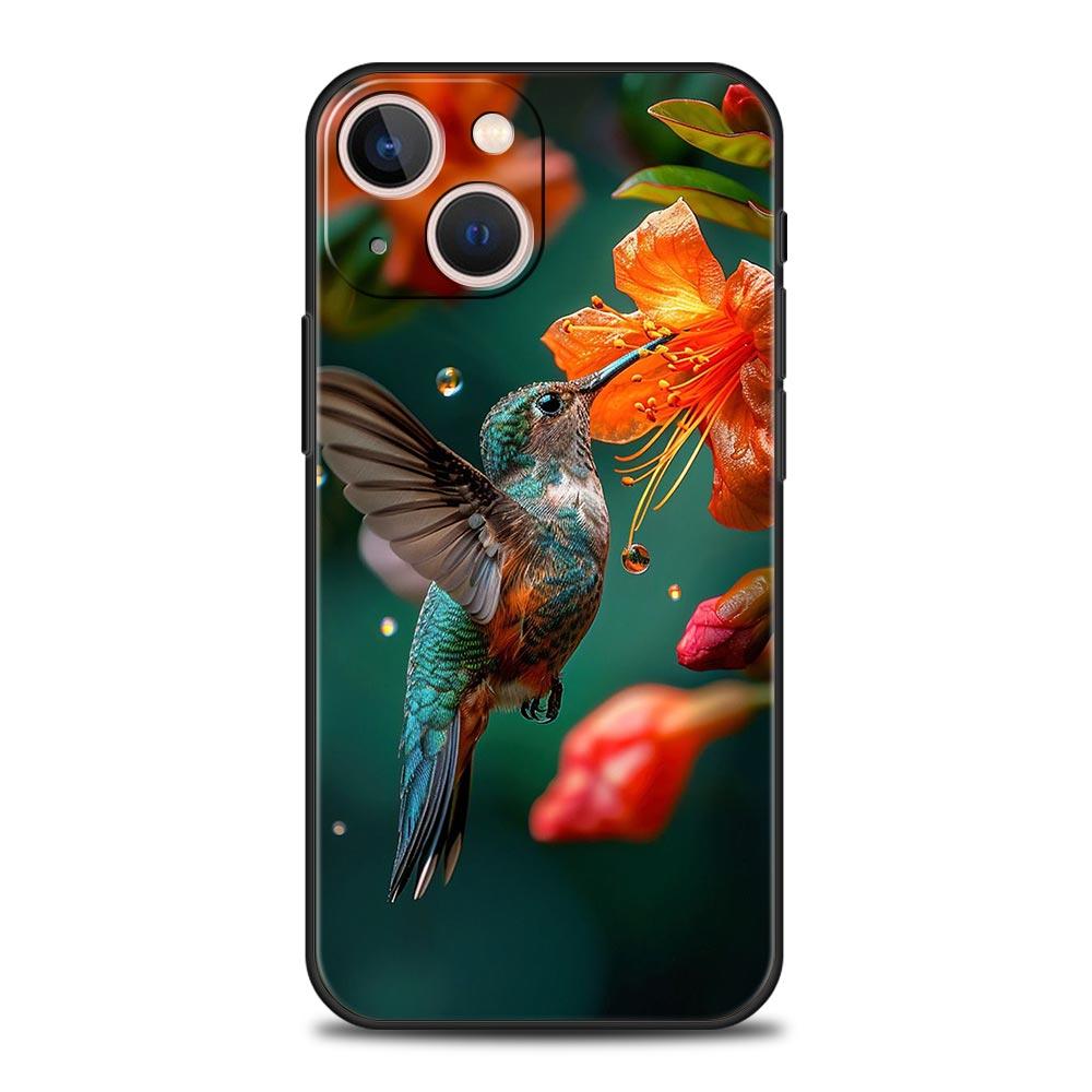 Hummingbird Phone Case For iPhone 17 16 15 Pro Max 11 12 13 14 7 8 Plus SE 2020 X XR XS Cover Soft Black