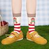 Cute Striped Apple Teddy Bear Mid-calf Cotton Socks - Pile-style Winter/spring Children's Cartoon Sports Socks