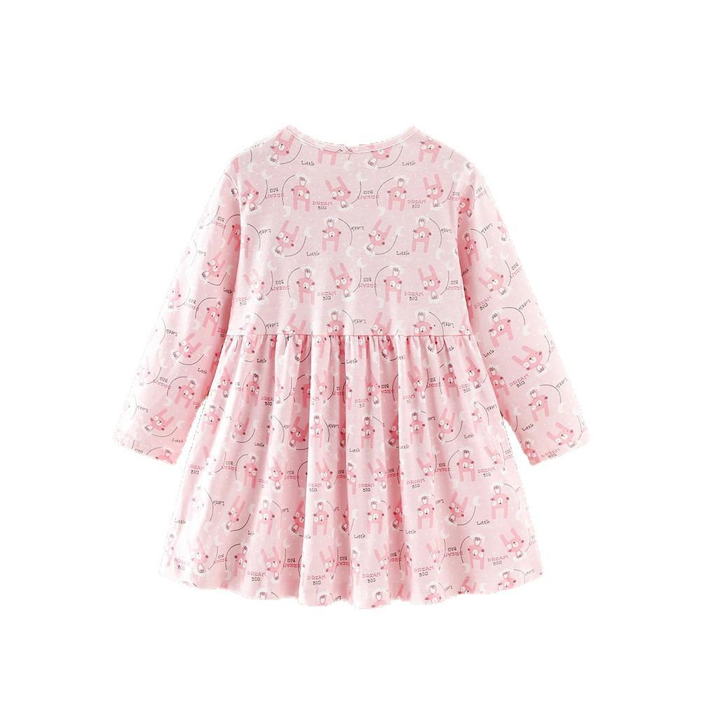 Girls Cotton Long Sleeve Dress Spring Autumn Cartoon Princess Dress For Kids Sweet Casual Children Clothing