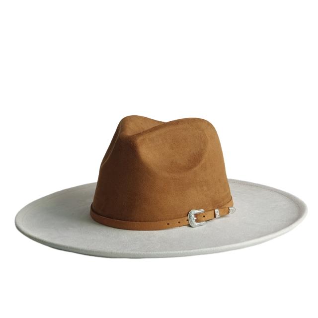 Classic Camel Suede Hat Wide Brim  New Fedora Hat Men Women Autumn Winter Felt Hats Classic Church Fedoras Chapeau Sombrer
