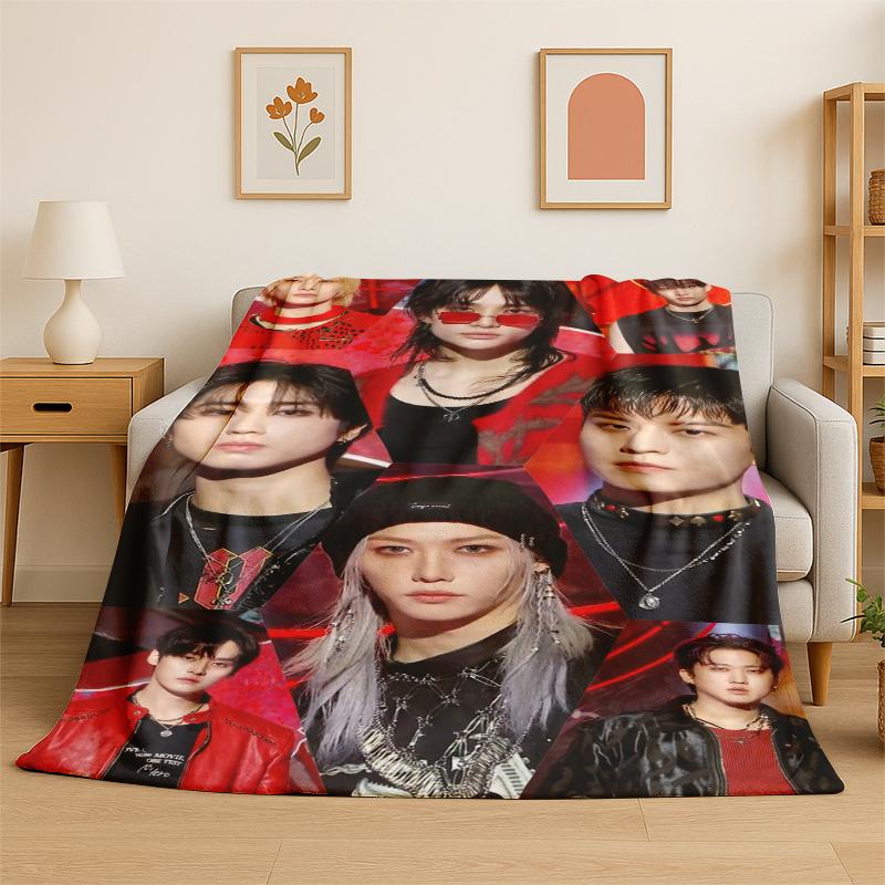 Kpop Stray Kids Muziek Ster Flanellen Deken Zacht Warme Plaid voor Slaapkamer Woonkamer Bed Reizen Kamperen Picknick Cadeau
