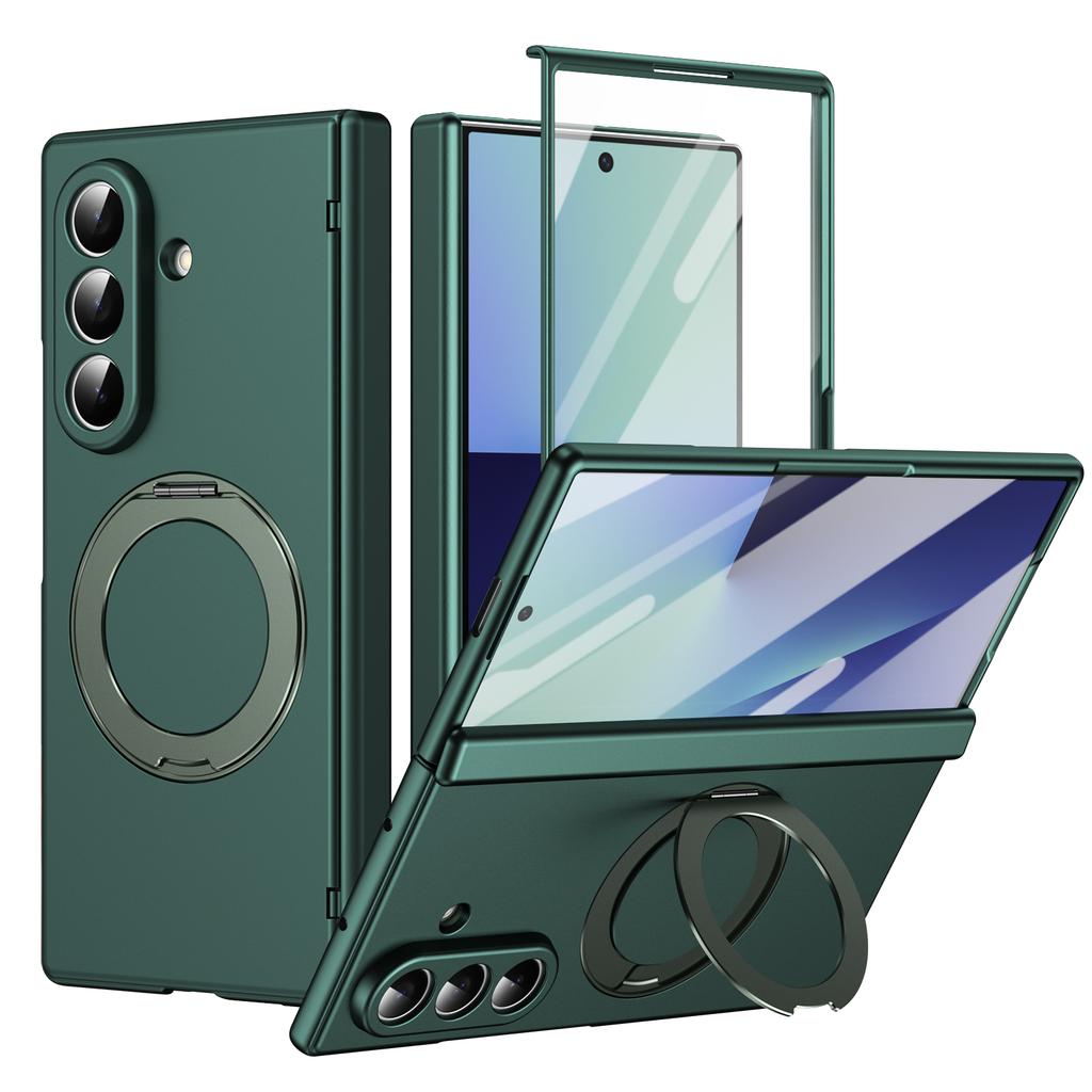 Ultrathin Magnetic Cover for Samsung Galaxy Z Fold 7/6/5 Multifunctional 360 Rotating Stand with Glass Screen Protector