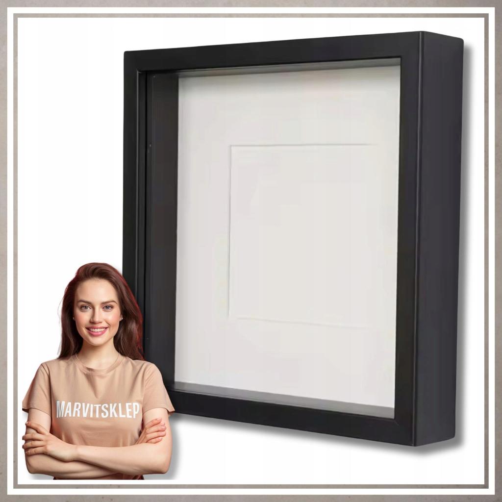 Deep box 3D frame 24.5x24.5 for moss handicrafts for photos, black