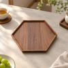 Black Walnut Serving Tray Elegant Hexagonal Wooden Space-Saving for