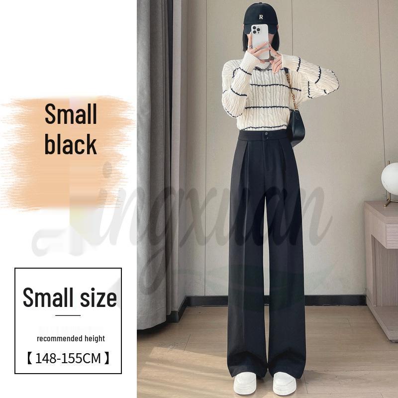 2026 Women's High Waist Velvet Wool Wide-Leg Pants - Floor Length, Slim Fit, Casual Spring Style