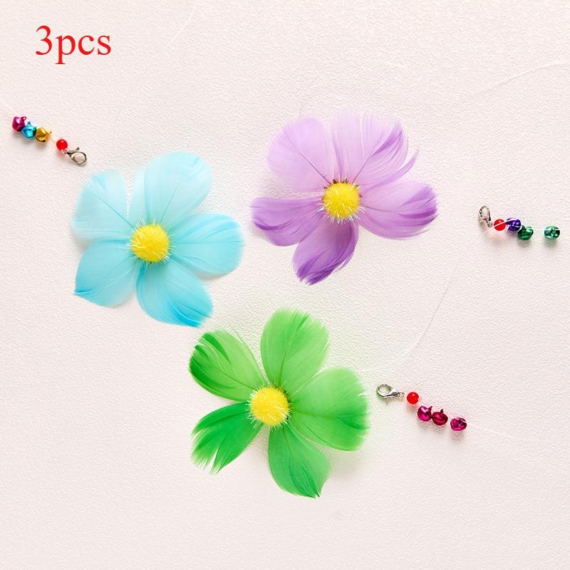

3pcs Simulated Feather Flower Cat Toy Replacement Head Kitten Cat Teaser Pet Toy