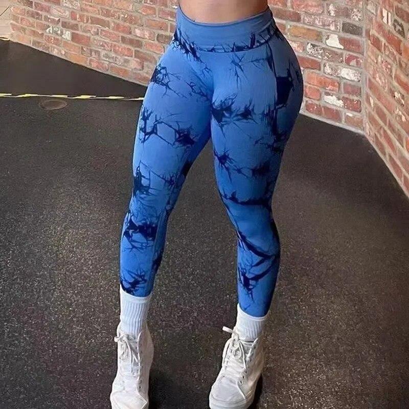 צבע עניבה מכנסיים יוגה מזדמנים נשים גבוה מותן סקיני חלק ספורט חדר כושר מכנסיים חותלות ריצה מכנסי טרנינג חותלות אלסטיות 30165