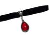 Gothic Vampire Necklace With Red Glass Drop And Silver Embedding For Women