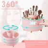 House of Quirk Makeup Brush Holder Organizer, 360° Rotating Cosmetics Makeup Brush Organizer,5 Slot Make Up Brushes Cup For Desktop Organizer (Pi