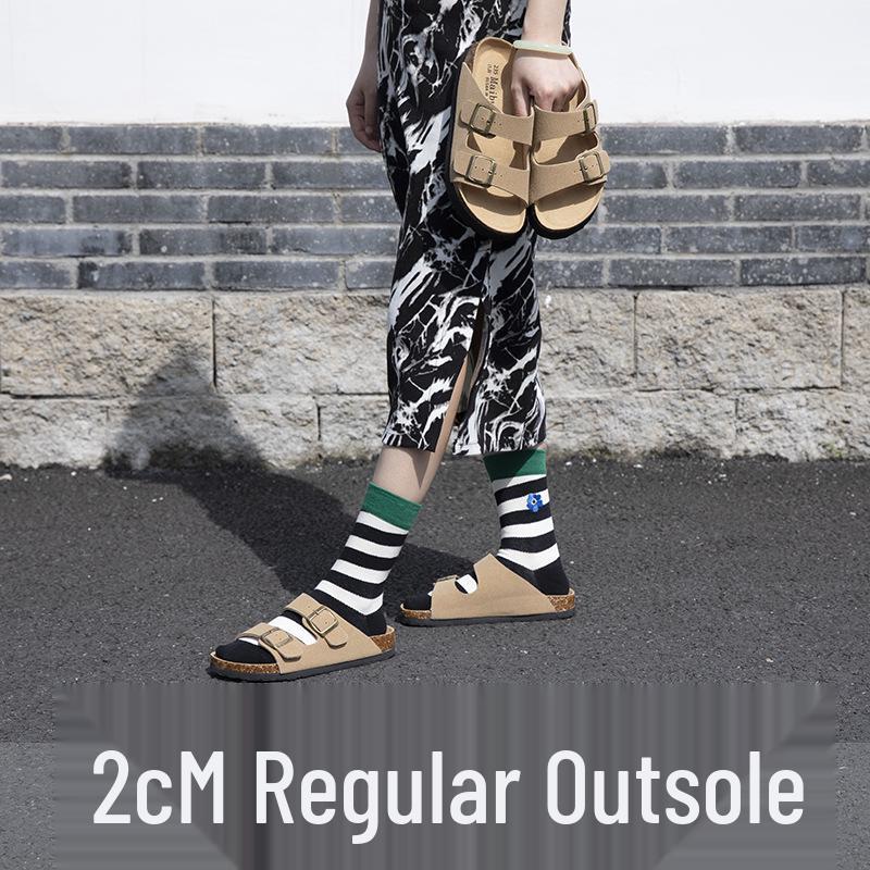 Maibulun Unisex Kork Anti-Rutsch Hausschuhe - Mattes Leder, Einzelner Riemen, Trendige Sommer Strand- & Hauskleidung