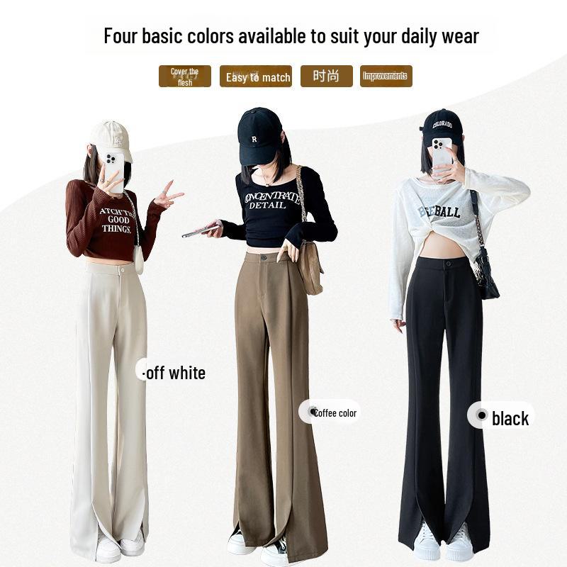 Women's High-Waist Black Flared Suit Pants - Slim Fit, Wide Leg, Spring 2024 Collection