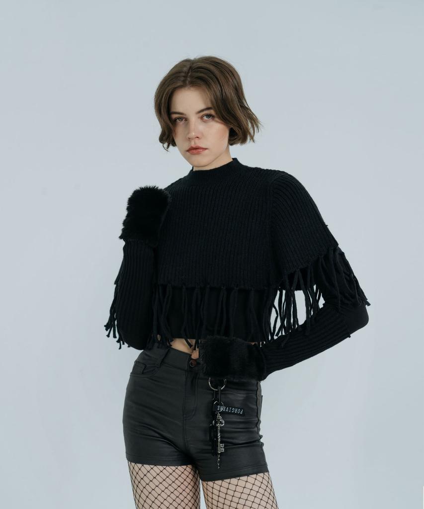 DOLIGRAM Cape Warmer Knit Shawl Black