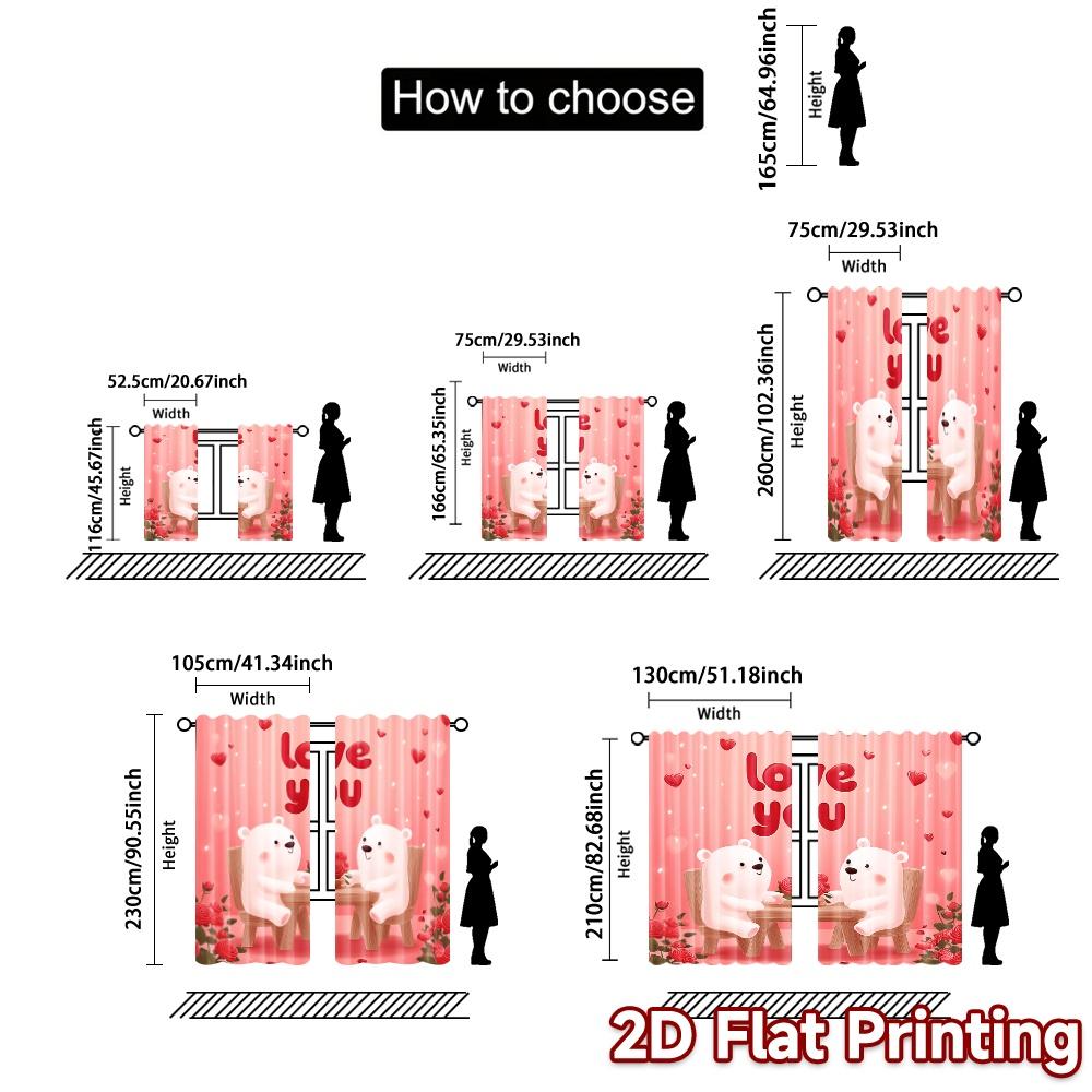 2D Flat Printing  JIT 2pcs   Curtains (Without Rod) Bear Romance Contemporary Popular Curtains Yarn Curtains All Seasons Perfect