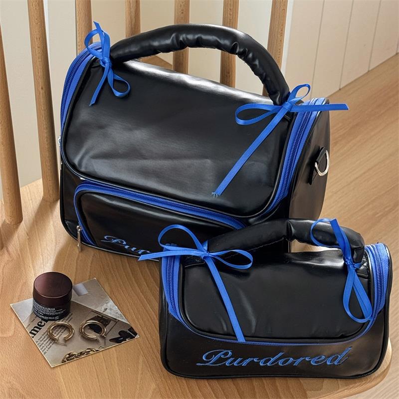 Cute Ballet Style Leather Cosmetic Bags Large Capacity Handbag Travel Portable Storage Bags Toiletry Bags Girly Makeup Bag Gifts