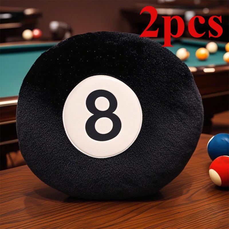 1/2/ Black 8-ball Car Cushion Pillow Soft Pillow, Cushion, Short Fleece Car Rest Lumbar Support